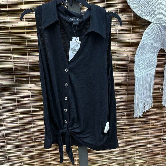 Sanctuary Womens Amuse Tie Front V-Neck Button-Down Top Size S - Picture 2 of 3